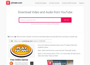 How y2mate.com looks like on a tablet such as an iPad.