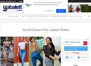 How yabaleftonline.ng looks like on a tablet such as an iPad.