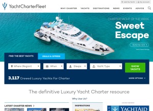 How yachtcharterfleet.com looks like on a tablet such as an iPad.