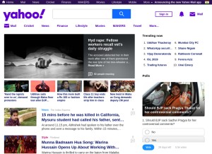 How yahoo.in looks like on a tablet such as an iPad.