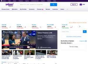 How yahoofinance.com looks like on a tablet such as an iPad.