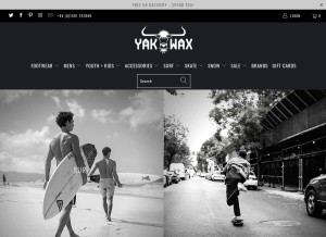 How yakwax.com looks like on a tablet such as an iPad.