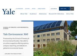 How yale.edu looks like on a tablet such as an iPad.