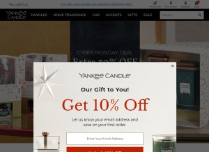 How yankeecandle.com looks like on a tablet such as an iPad.