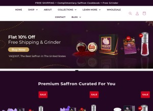 How yaqootsaffron.com looks like on a tablet such as an iPad.