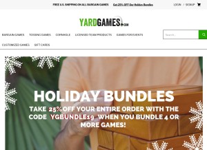 How yardgames.com looks like on a tablet such as an iPad.