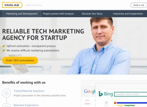How yarlab.com looks like on a tablet such as an iPad.