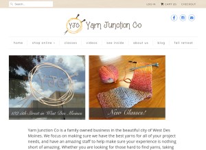 How yarnjunction.com looks like on a tablet such as an iPad.