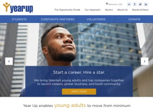 How yearup.org looks like on a tablet such as an iPad.