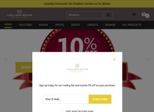 How yellowstartactical.com looks like on a tablet such as an iPad.