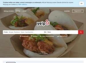 How yelp.at looks like on a tablet such as an iPad.