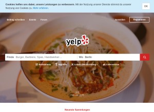 How yelp.de looks like on a tablet such as an iPad.