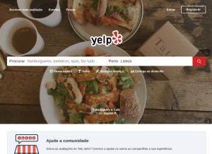 How yelp.pt looks like on a tablet such as an iPad.