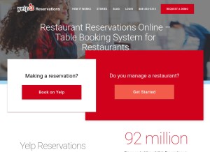 How yelpreservations.com looks like on a tablet such as an iPad.