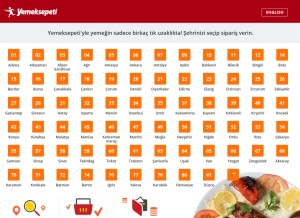 How yemeksepeti.com looks like on a tablet such as an iPad.