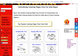 How yescoloring.com looks like on a tablet such as an iPad.
