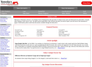 How yesterdaystractors.com looks like on a tablet such as an iPad.