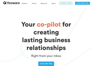 How yesware.com looks like on a tablet such as an iPad.
