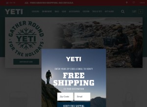How yeti.com looks like on a tablet such as an iPad.