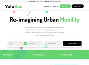 How yolobus.in looks like on a tablet such as an iPad.
