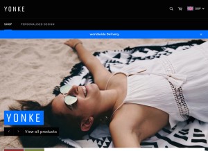 How yonkeshop.com looks like on a tablet such as an iPad.