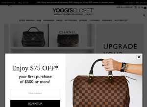 How yoogiscloset.com looks like on a tablet such as an iPad.