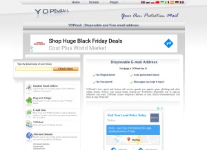 How yopmail.com looks like on a tablet such as an iPad.