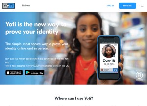 How yoti.com looks like on a tablet such as an iPad.