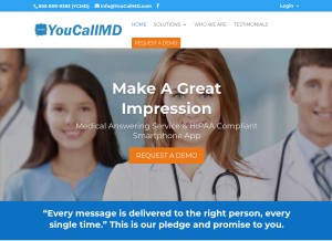 How youcallmd.com looks like on a tablet such as an iPad.