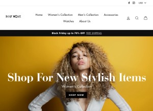 How youmaywear.com looks like on a tablet such as an iPad.