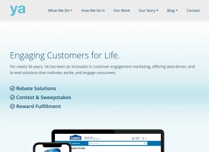 How young-america.com looks like on a tablet such as an iPad.