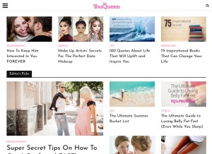 How youqueen.com looks like on a tablet such as an iPad.