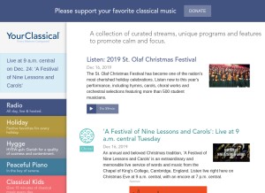 How yourclassical.org looks like on a tablet such as an iPad.