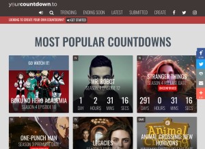 How yourcountdown.to looks like on a tablet such as an iPad.