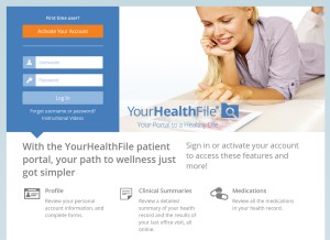 How yourhealthfile.com looks like on a tablet such as an iPad.
