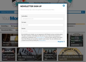 How yourmoney.com looks like on a tablet such as an iPad.