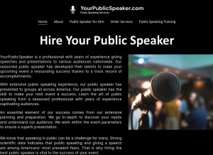How yourpublicspeaker.com looks like on a tablet such as an iPad.