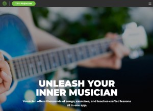 How yousician.com looks like on a tablet such as an iPad.