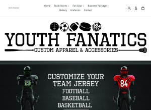 How youthfanaticsgear.com looks like on a tablet such as an iPad.