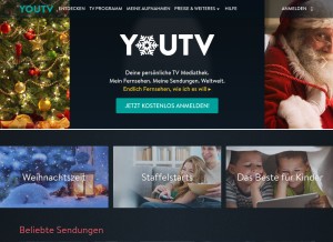 How youtv.de looks like on a tablet such as an iPad.