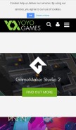 How yoyogames.com looks like on a mobile device such as an iPhone.