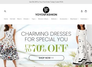 How yoyosfashion.com looks like on a tablet such as an iPad.