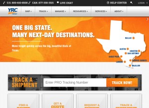 How yrcfreight.com looks like on a tablet such as an iPad.