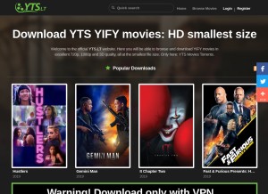 How yts.lt looks like on a tablet such as an iPad.