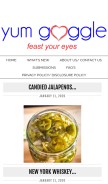 How yumgoggle.com looks like on a mobile device such as an iPhone.