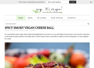 How yupitsvegan.com looks like on a tablet such as an iPad.