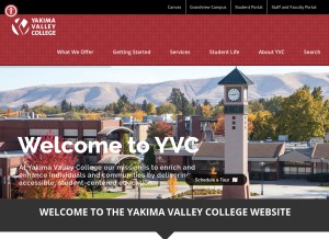 How yvcc.edu looks like on a tablet such as an iPad.