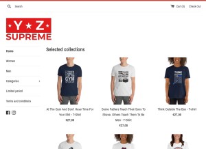 How yzsupreme.com looks like on a tablet such as an iPad.