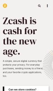 How z.cash looks like on a mobile device such as an iPhone.