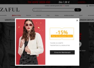 How zaful.com looks like on a tablet such as an iPad.